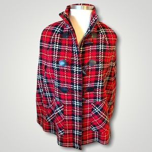Talbots Plaid Cape with Zipper, Size: M